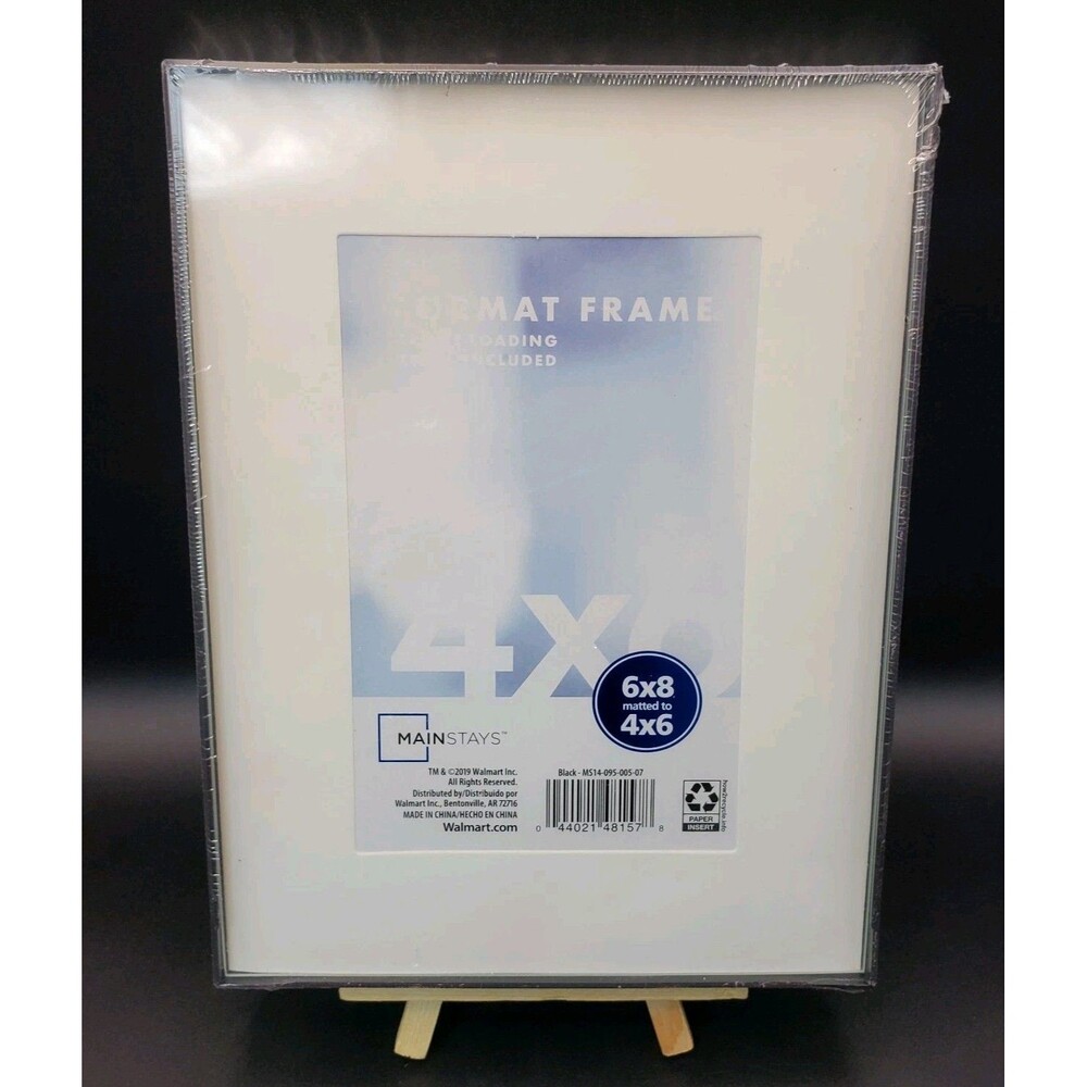 Mainstays 4x6 Front Loading Picture Frame, Black - Table or Wall Mount 2-Pack